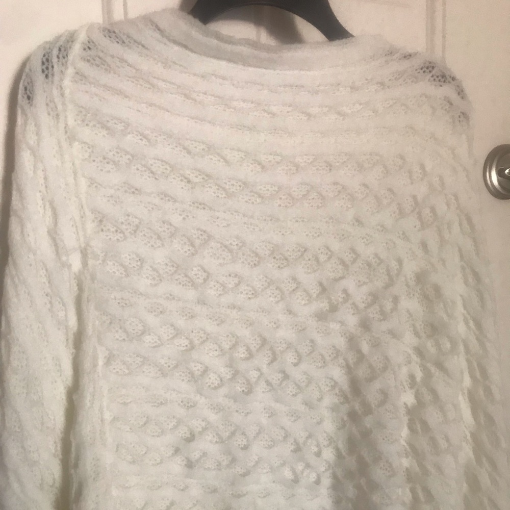 Wide Knit Cream Poncho